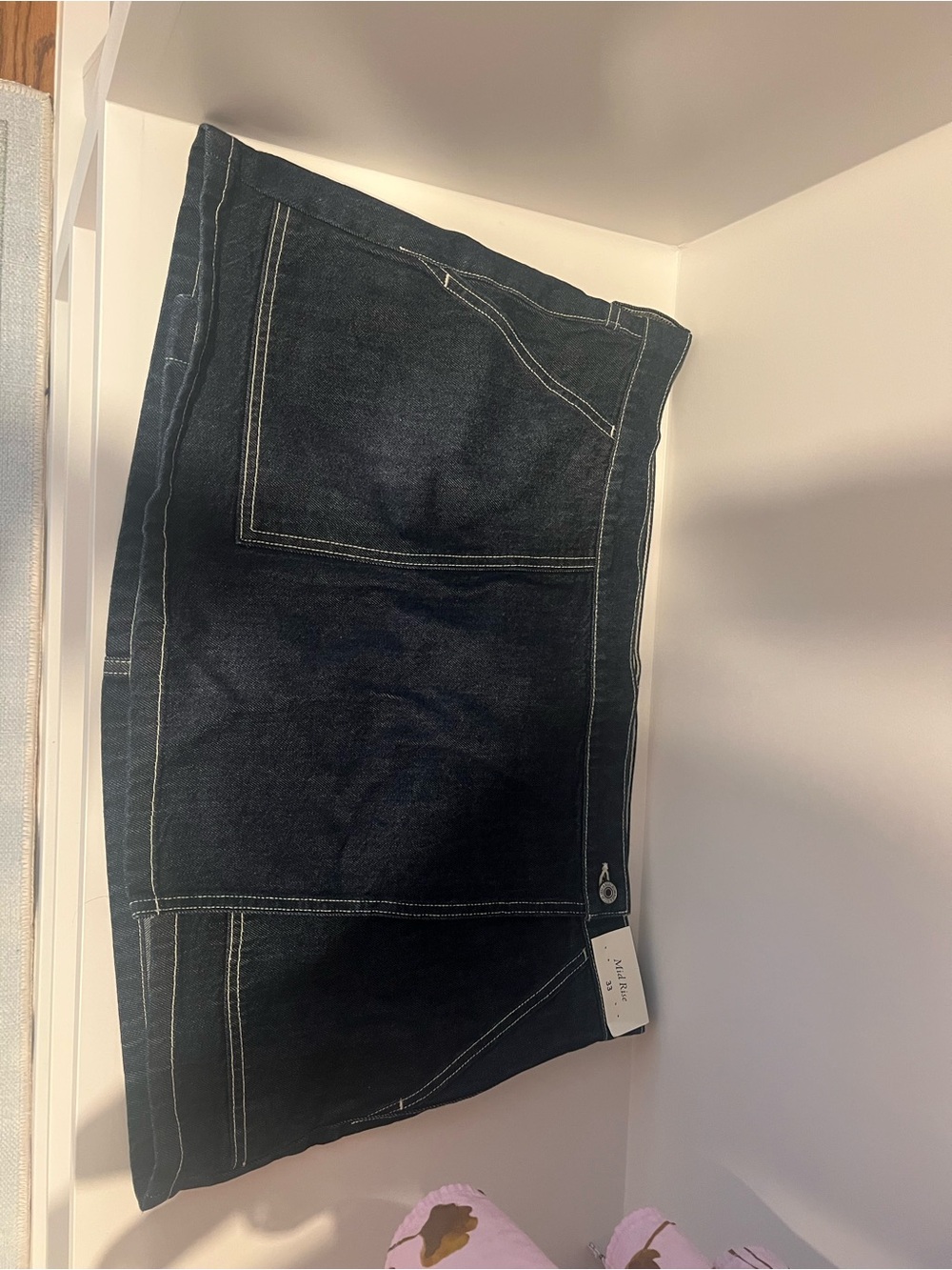 Abercrombie & Fitch Dark Indigo Denim Skirt with Contrast Stitching